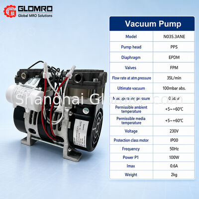 BAXIT N035.3ANE Micro Diaphragm Vacuum Pump 230V AC, For Analytical Instrument & Industrial Gas Extraction